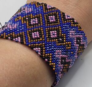 Wide Handbeaded Woven Wrap Bracelet Seed Beads 2in wide 7.5in long